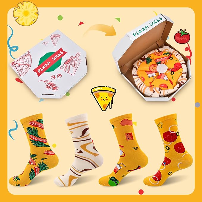 Pizza Box Socks Set - 4 Pairs