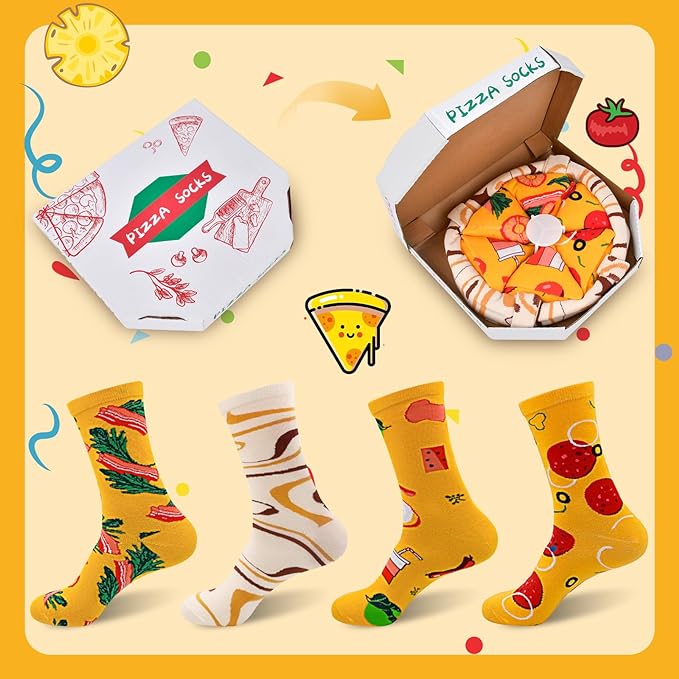 Pizza Box Socks Set - 4 Pairs - 3ride.com -3ride.com