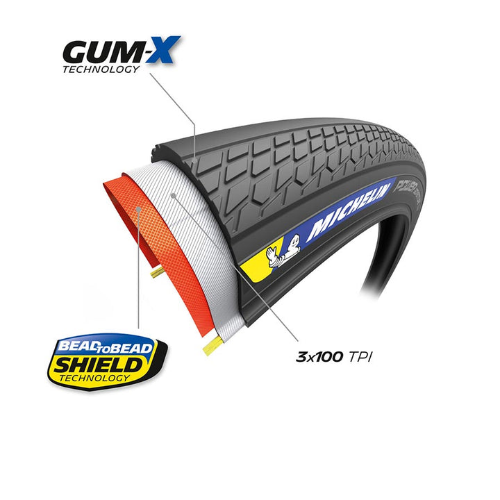 Michelin, Power Adventure TS TLR, Gravel Tire, 700x30C, Folding, Tubeless Ready, GUM-X, GUM-X, 3x100TPI, Black