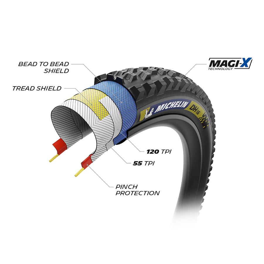 Michelin, DH16, Mountain Tire, 27.5''x2.40, Folding, Tubeless Ready, MAGI-X, Black