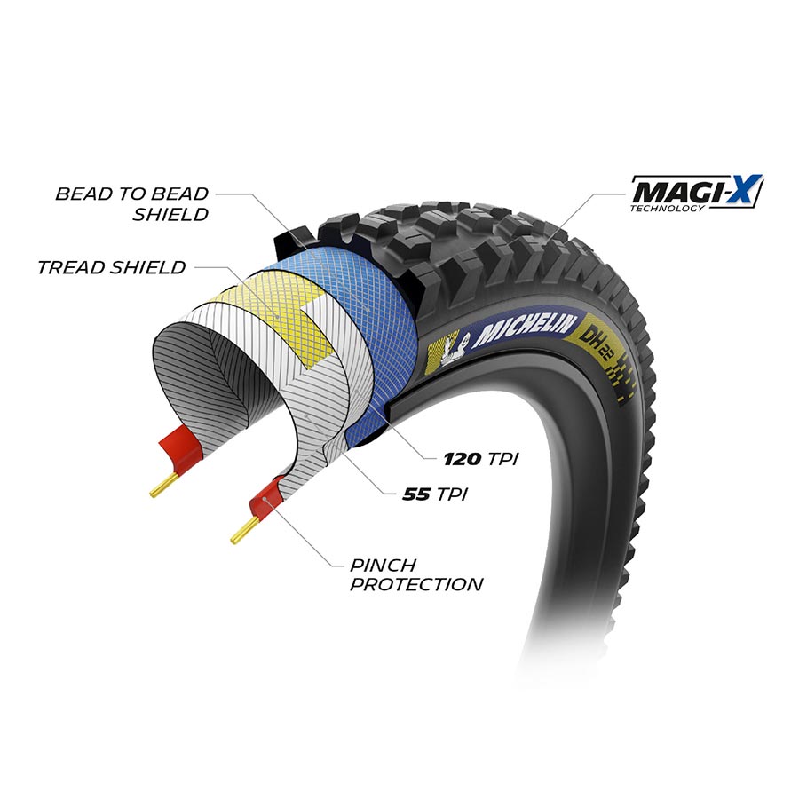 Michelin, DH22, Mountain Tire, 27.5''x2.40, Folding, Tubeless Ready, MAGI-X, Black