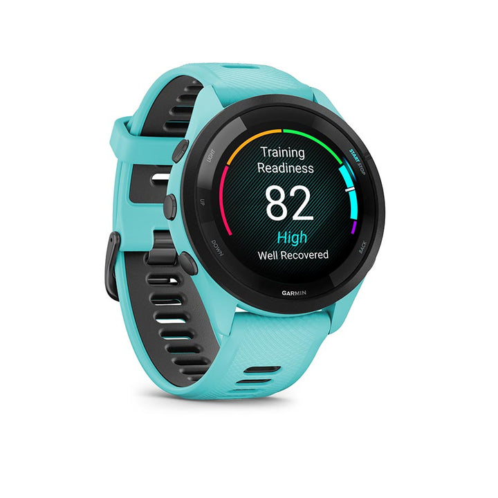 Garmin, Forerunner 265 Music, Watch, Watch Color: Black, Wristband: Black/Powder Grey - Silicone