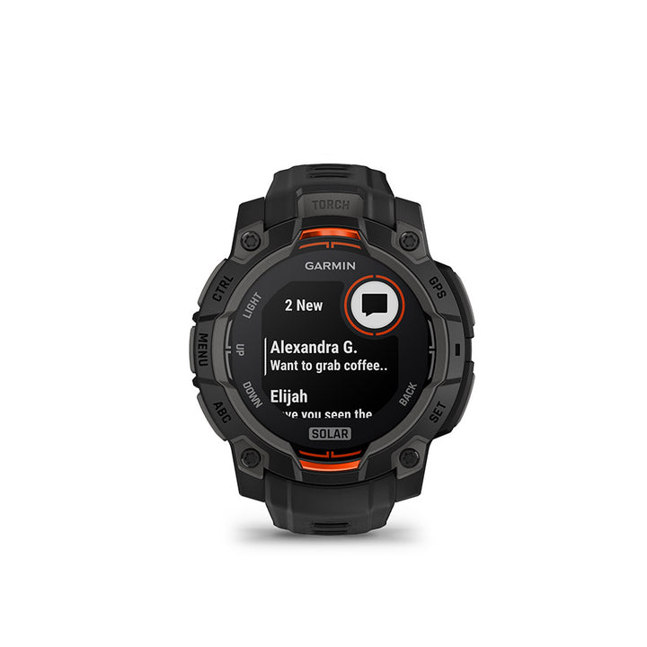 Garmin, Instinct 3 45mm Solar, Watch, Watch Color: Black, Wristband: Black - Silicone