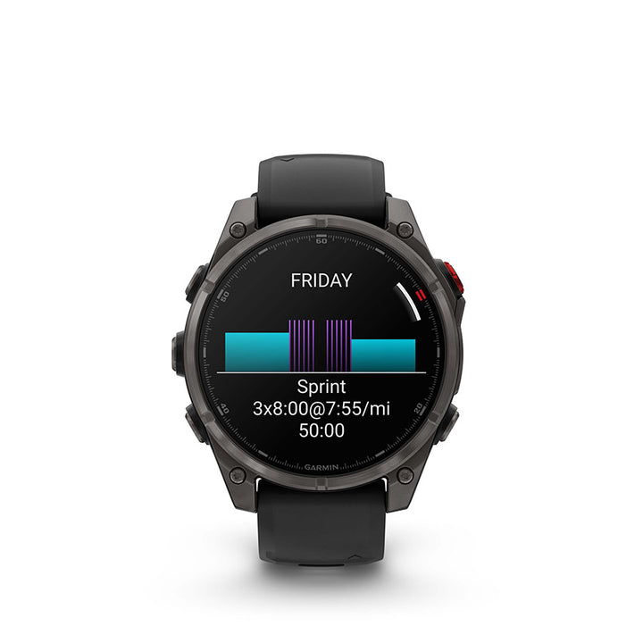 Garmin, fenix 8 Pro 47 mm- AMOLED Sap., Watch, Watch Color: Grey, Wristband: Black/ Pebble Gray - Silicone