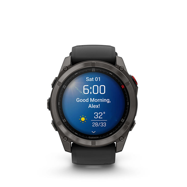 Garmin, fenix 8 Pro 51 mm- AMOLED Sap., Watch, Watch Color: Grey, Wristband: Black/ Pebble Gray - Silicone