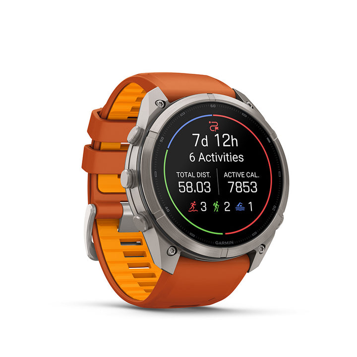 Garmin, fenix 9 Pro inReach 51mm, Watch, Watch Color: Titanium, Wristband: Autumn Orange / Spark Orange - Silicone