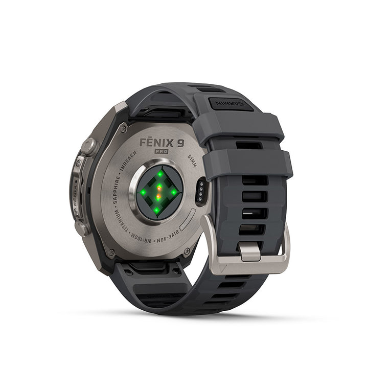Garmin, fenix 9 Pro inReach 51mm, Watch, Watch Color: Titanium, Wristband: Autumn Orange / Spark Orange - Silicone
