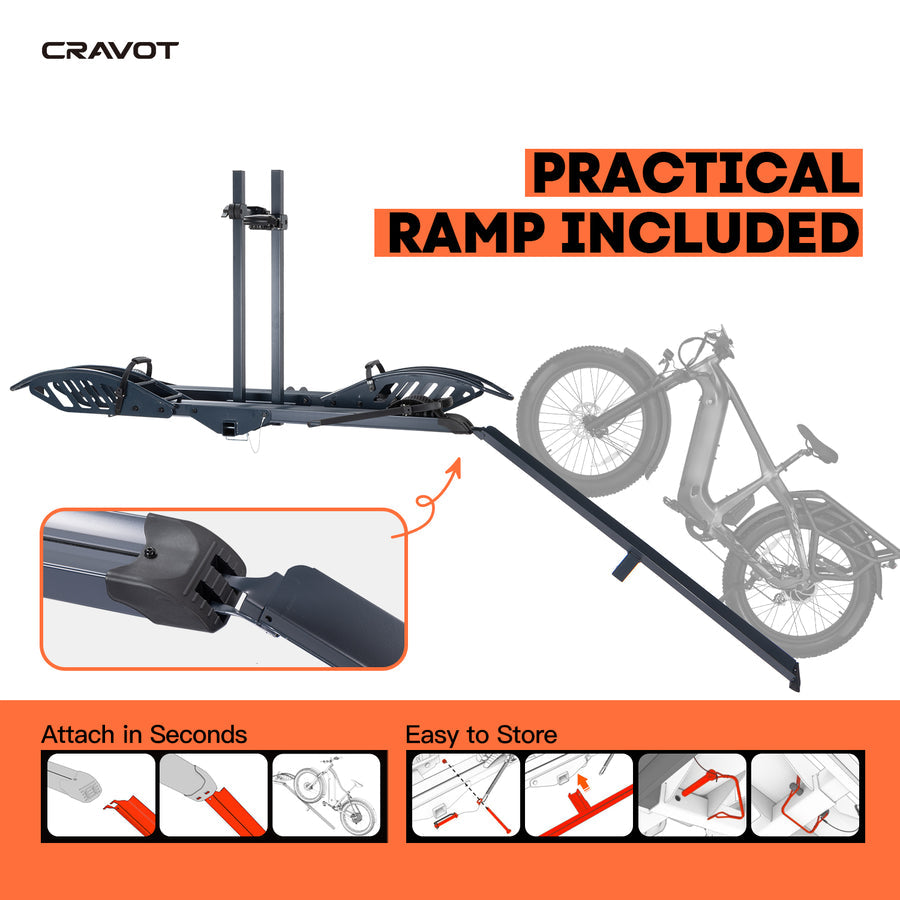 Cravot CyberRack E2 Hitch E-Bike Rack +Ramp