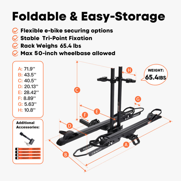 Cravot CyberRack E2 PLUS Hitch E-Bike Rack +Ramp